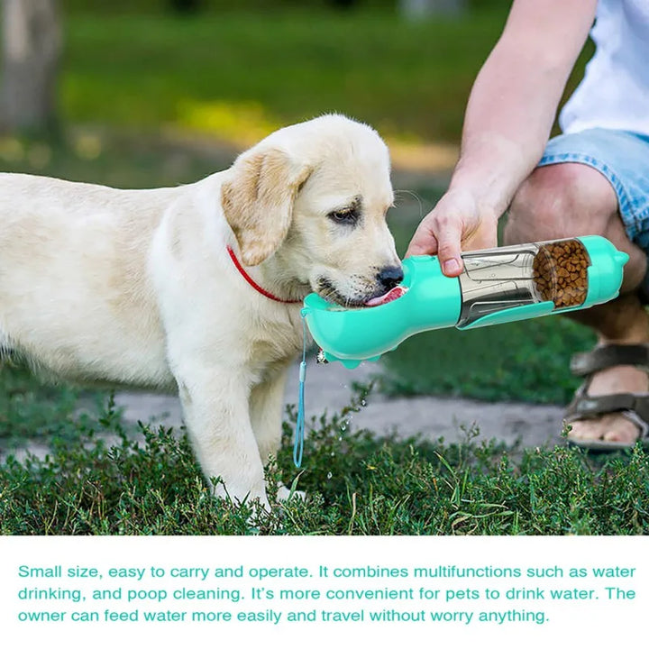 500ML Pet Portable Cat Dog Water Bottle Food Feeder Drinker Poop Dispenser Leak-proof Multifunctional Dog Waterer Bottle