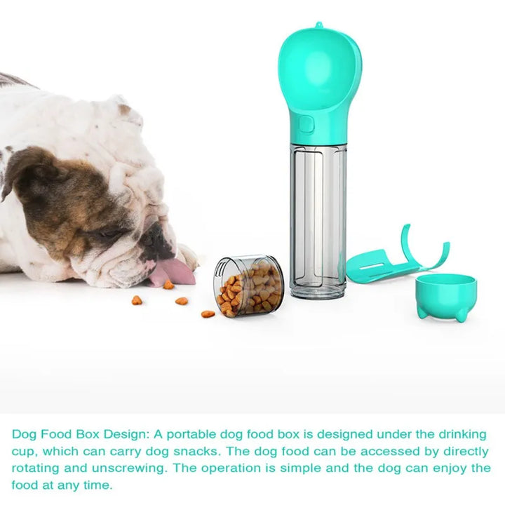 500ML Pet Portable Cat Dog Water Bottle Food Feeder Drinker Poop Dispenser Leak-proof Multifunctional Dog Waterer Bottle