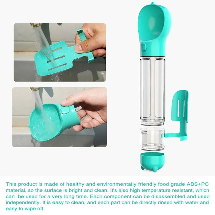 500ML Pet Portable Cat Dog Water Bottle Food Feeder Drinker Poop Dispenser Leak-proof Multifunctional Dog Waterer Bottle